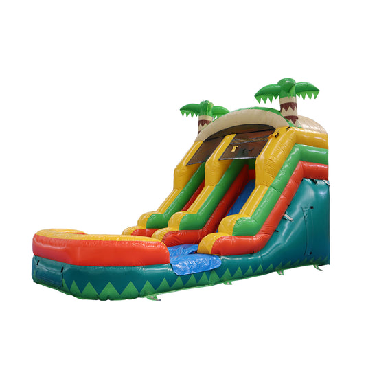 20FT x 10FT Palm Island Tropical Water Slide (2-in-1 Dry/Wet) with Blower