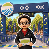 Personalized fine-pixel 3D character portrait in a restyled marathon scene