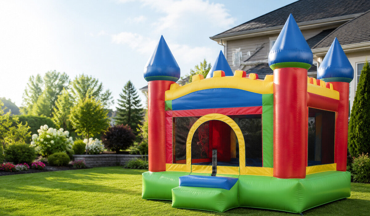 Backyard inflatable castle for home and family use