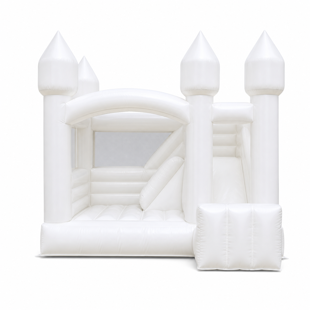13 × 12 × 11 FT white bounce house combo with slide on a white background