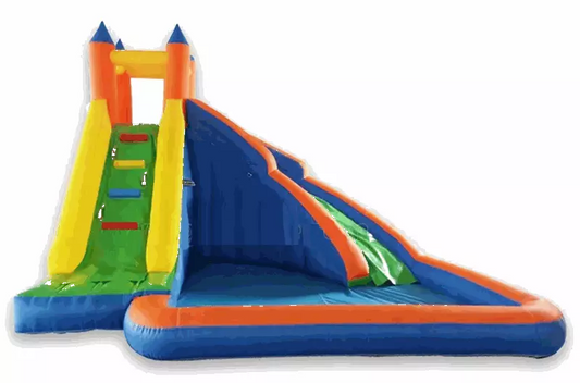 14FT x 12FT x 9.8FT Small Inflatable Slide With Pool - Wet or Dry