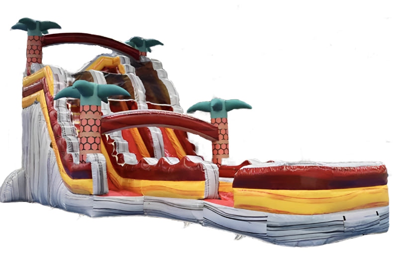 35FT x 19FT x 17FT Large Double Slide Tropical Inflatable Water Slide With Pool