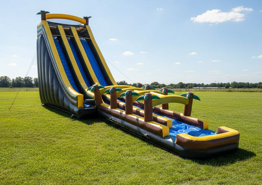 65FT x 16.7FT x 29FT Massive 65ft Inflatable Water Slide With Long Lane