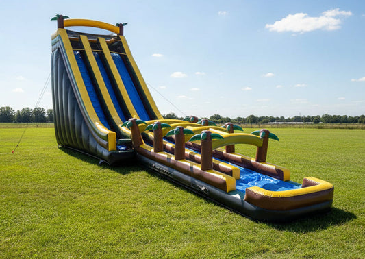65FT x 16.7FT x 29FT Massive 65ft Inflatable Water Slide With Long Lane