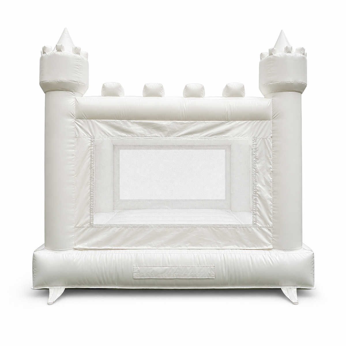 9.8 × 9.8 FT white bounce house on a white background