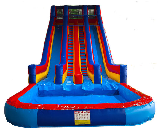 24FT x 16FT x 46FT Double Lane Inflatable Water Slide With Large Pool