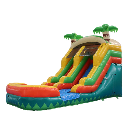 20FT x 10FT Palm Island Tropical Water Slide (2-in-1 Dry/Wet) with Blower