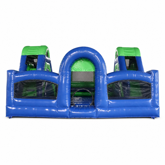 23×16FT Double-Slide Castle Bounce House Combo on white background