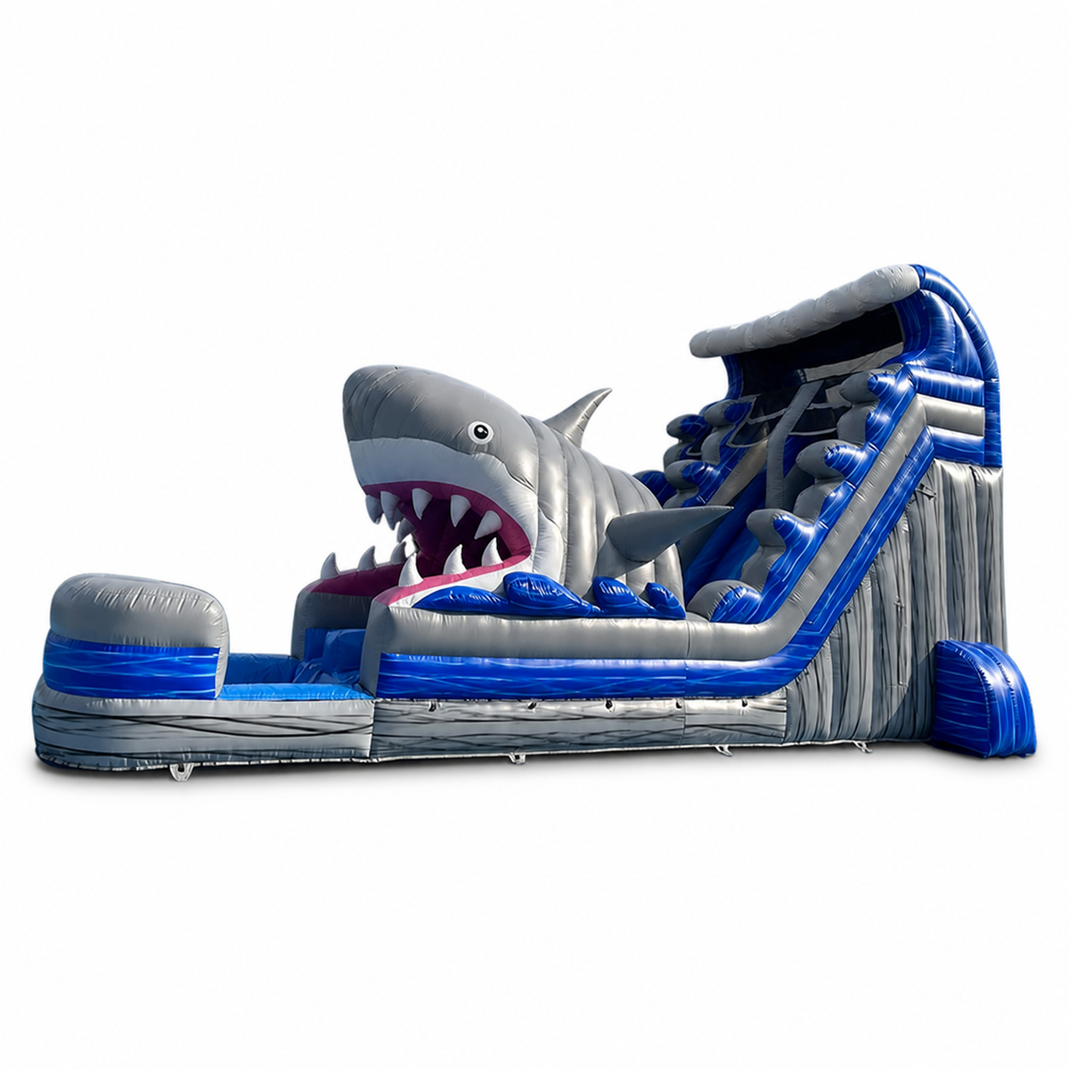 36.1×13.5×18FT Shark Water Slide on white background