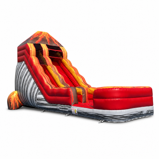 34.5×11.5×21.3FT Volcano Water Slide on white background