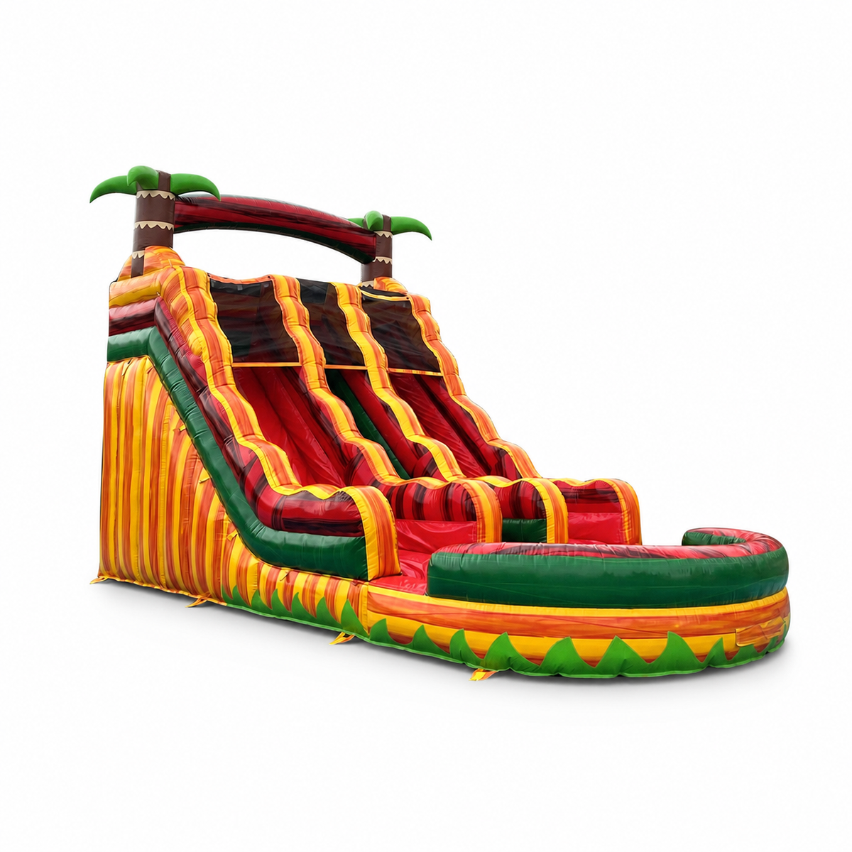 26.3×13.1×17FT Tropical Double Splash Water Slide on white background