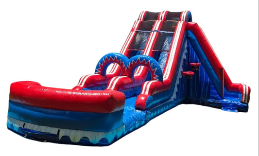 41FT x 30FT x 24FT Double Lane Inflatable Water Slide With Side Steps & Basketball Hoops