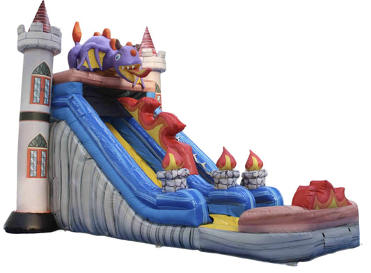28FT x 19FT x 23FT Castle Monster Fire Inflatable Water Slide