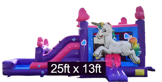 25FT x 13FT x 13FT Unicorn Bounce House With Slide - Wet/Dry