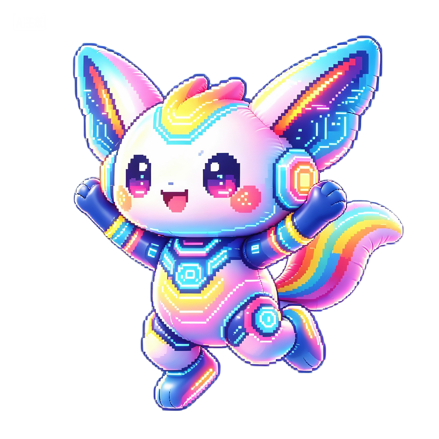 Jumpios mascot holding a shield