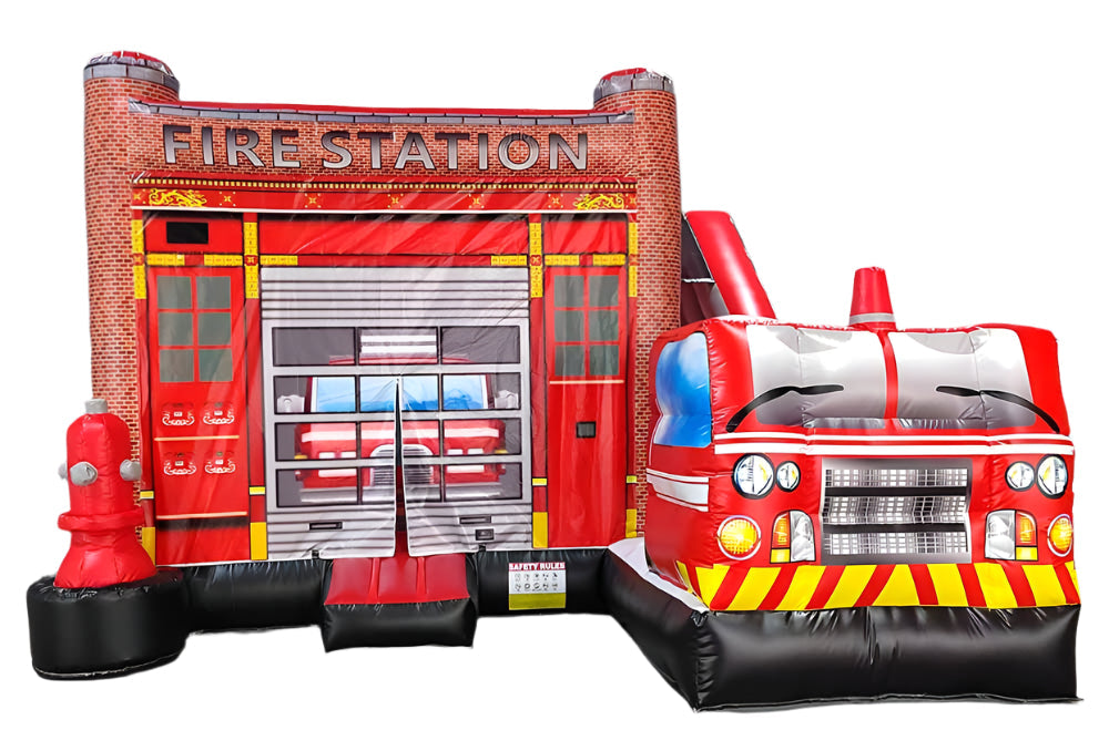 16.6FT x 24.6FT x 12.06FT 3 In 1 Fire Station Bounce House
