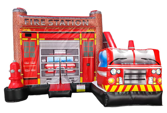 16.6FT x 24.6FT x 12.06FT 3 In 1 Fire Station Bounce House