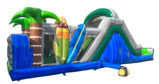 36FT x 10FT x 12FT Inflatable Obstacle Course With Water Slide & Pool
