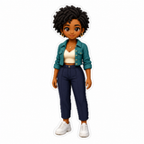 Personalized full-body 3D pixel-doll portrait on a pure-white background
