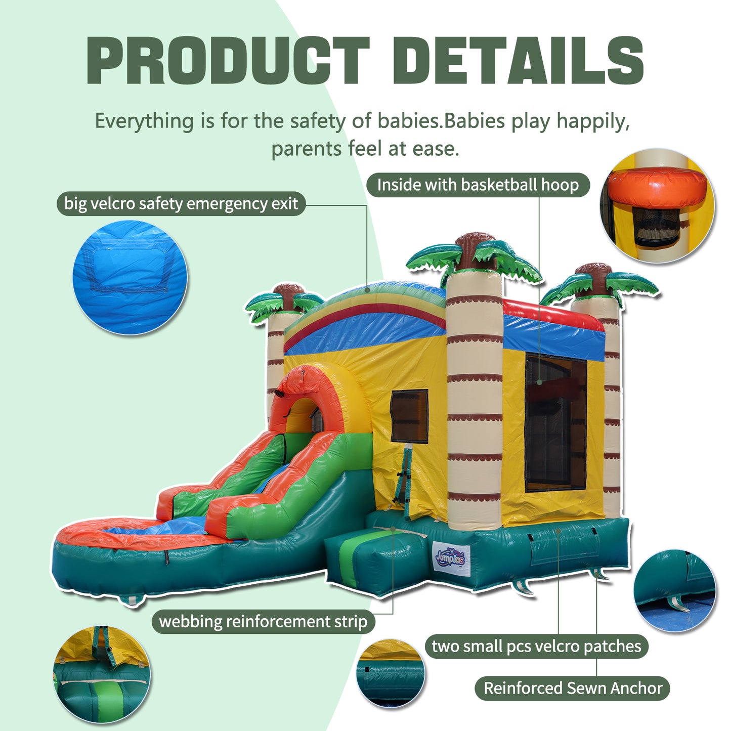 17FT x 12FT Jungle Adventure Bounce & Water Slide Combo(2-in-1 Dry/Wet) with Blower