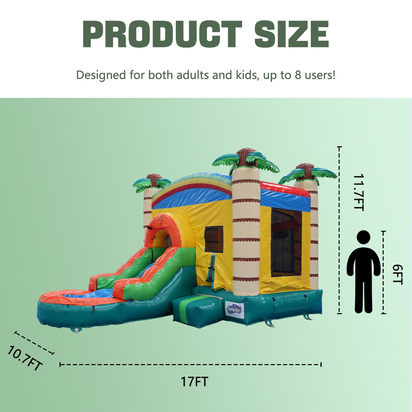 17FT x 12FT Jungle Adventure Bounce & Water Slide Combo(2-in-1 Dry/Wet) with Blower