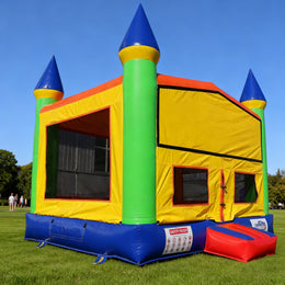 13FT x 13FT Royal Castle Bounce House inflatable set up on grass in a park