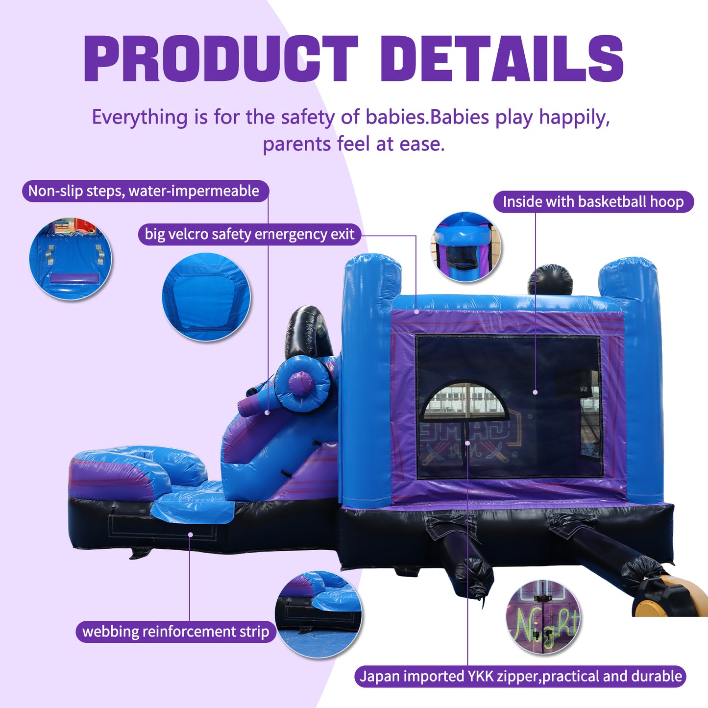 18FT x 12FT Game Zone Arcade Bounce & Water Slide Combo  (2-in-1 Dry/Wet) with Blower