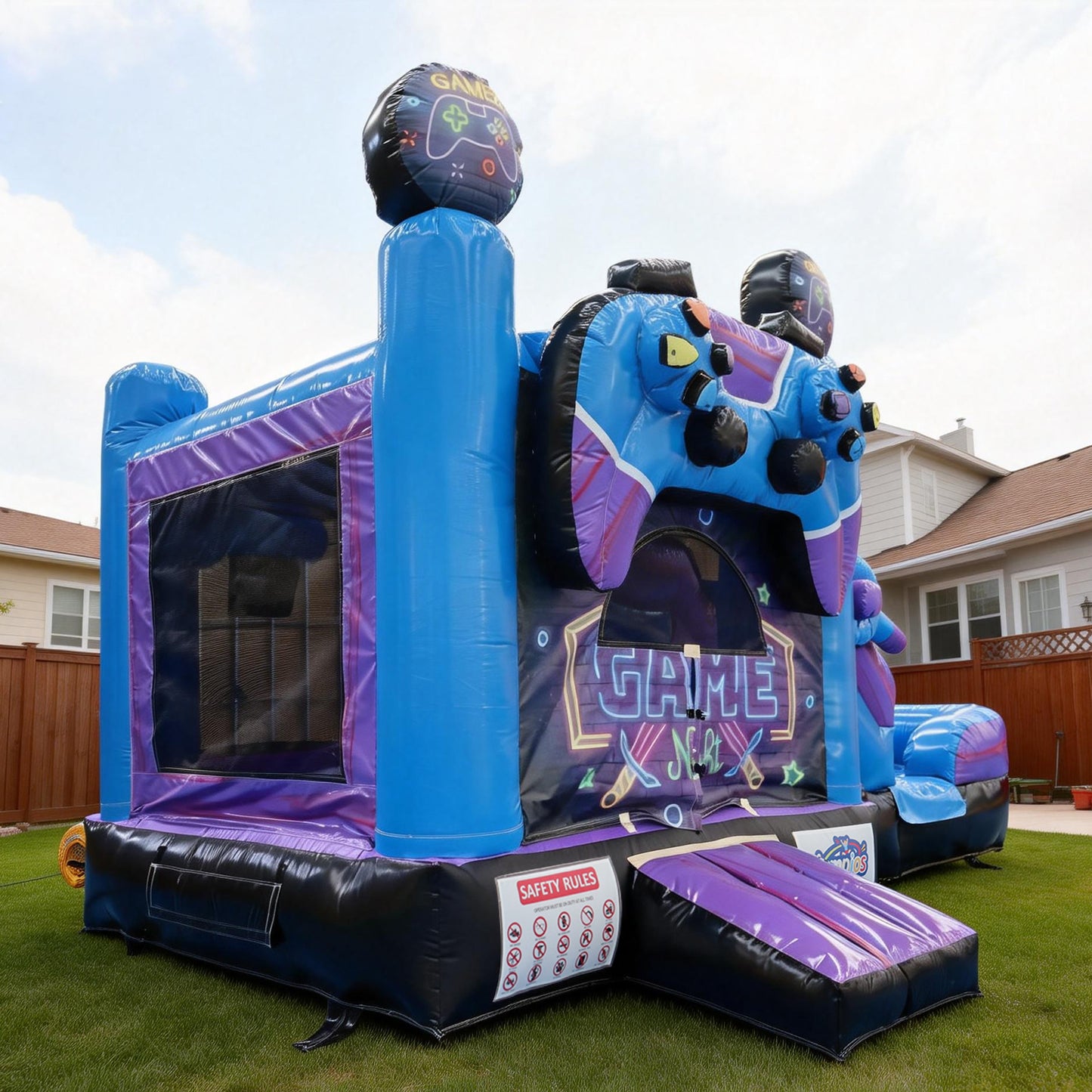 18FT x 12FT Game Zone Arcade Bounce & Water Slide Combo  (2-in-1 Dry/Wet) with Blower
