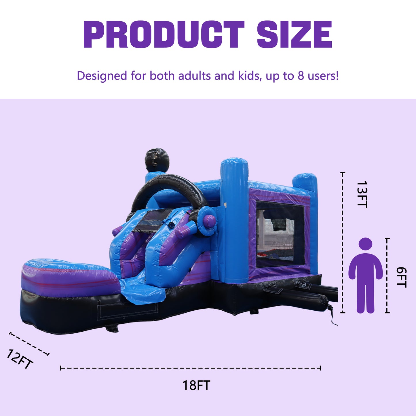 18FT x 12FT Game Zone Arcade Bounce & Water Slide Combo  (2-in-1 Dry/Wet) with Blower