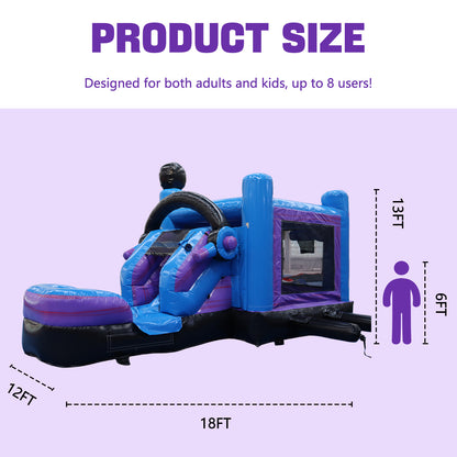 18FT x 12FT Game Zone Arcade Bounce & Water Slide Combo  (2-in-1 Dry/Wet) with Blower