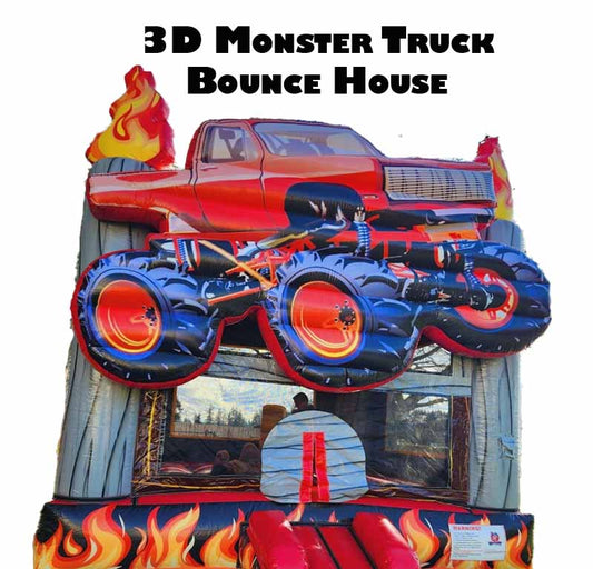 13FT x 13FT x 15FT 3D Monster Truck Bounce House