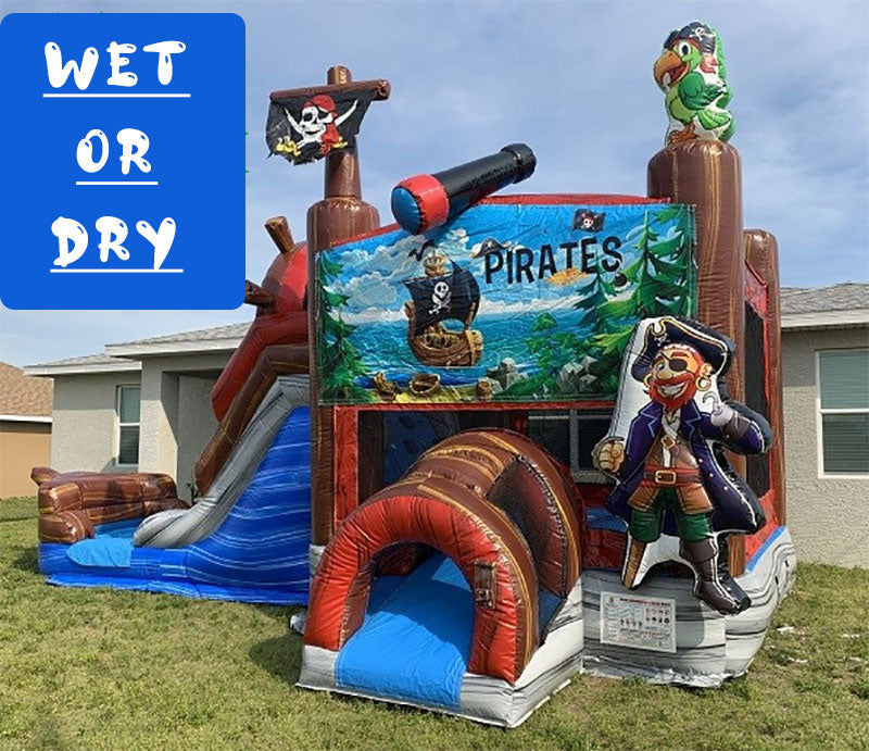 22FT x 15FT x 15FT Pirate Ship Bounce House With Slide - Wet or Dry