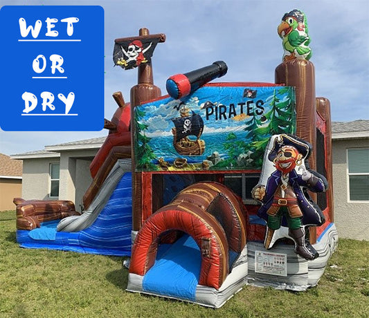 22FT x 15FT x 15FT Pirate Ship Bounce House With Slide - Wet or Dry