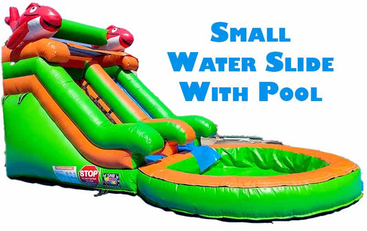 19FT x 10FT x 11.2FT Small Water Slide With Pool