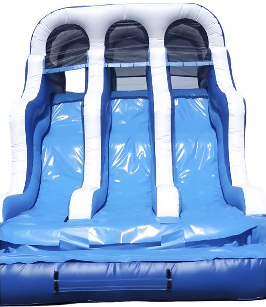 36FT x 15FT x 16FT Triple Lane Back Loading Inflatable Water Slide With Pool